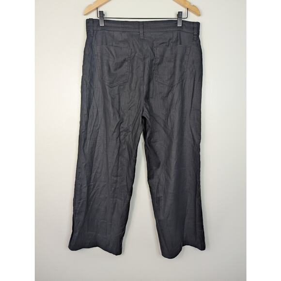 NWT Evereve Beth High Rise Linen Blend Wide Leg Pant in Bold Black - Picture 6 of 8